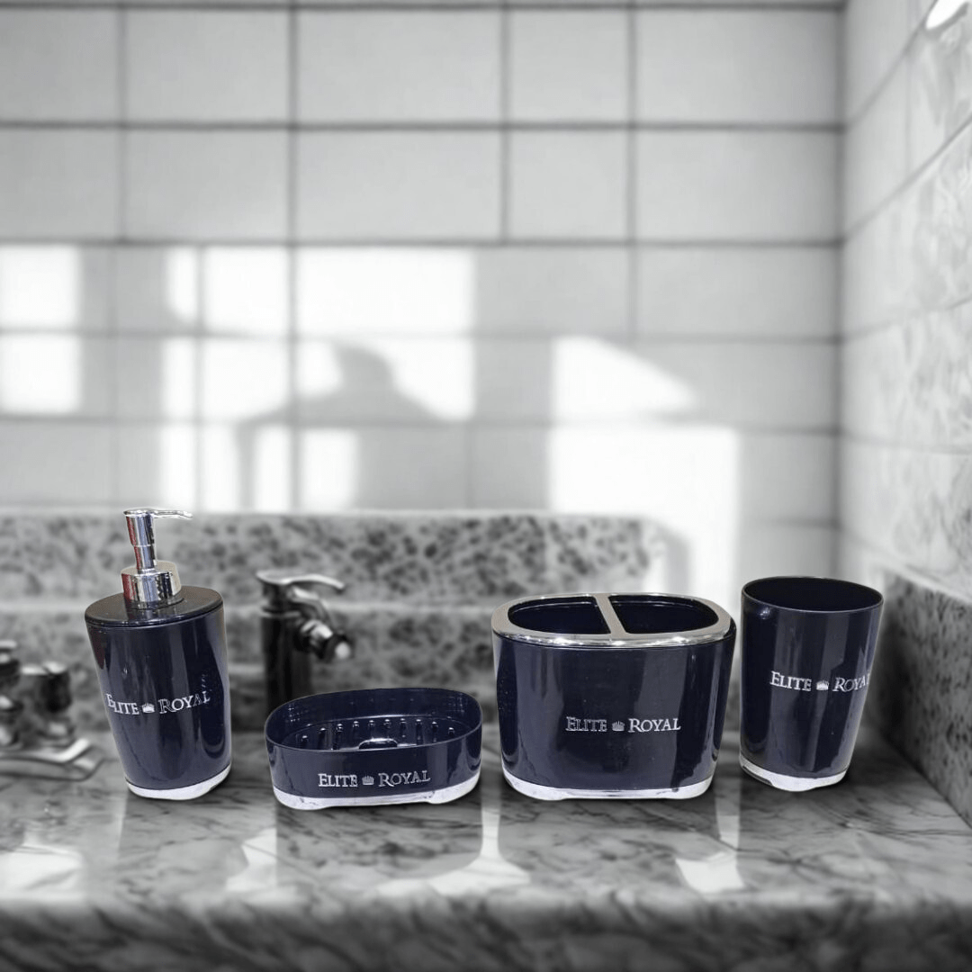 Complete Bathroom Sink Set – Soap Dispenser, Soap Case, Brush & Toothpaste Holder | Buy Bath Set in Pakistan - Pleco Houseware