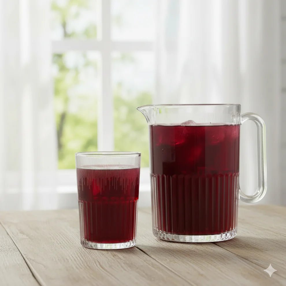 CrystalServe Ribbed Pitcher Set - Pleco Houseware