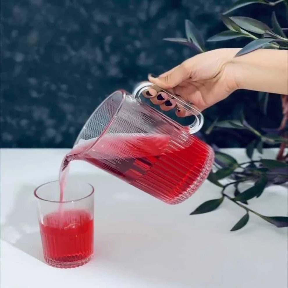 CrystalServe Ribbed Pitcher Set - Pleco Houseware