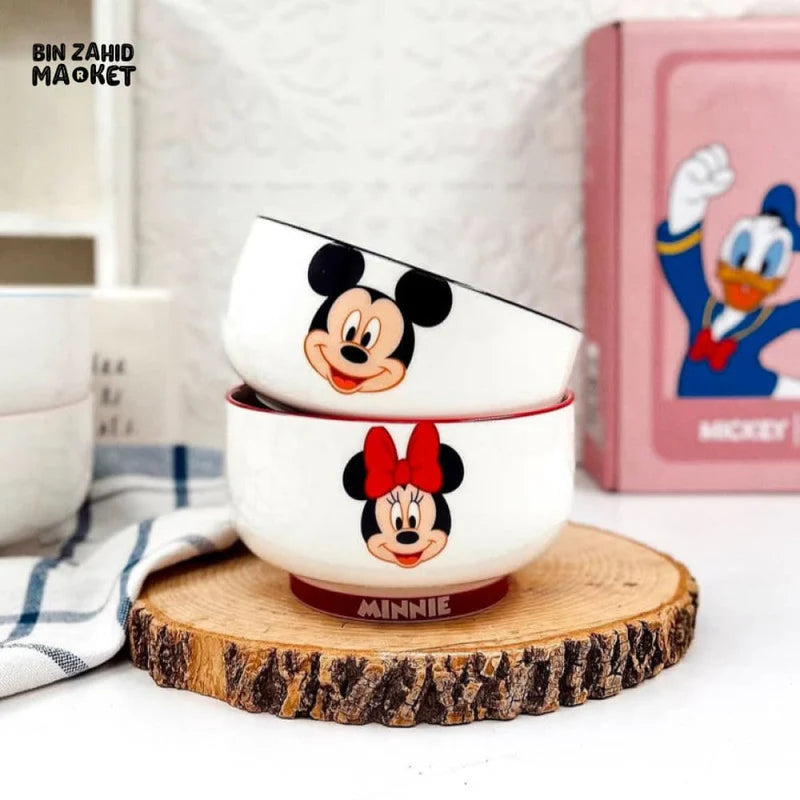 MINISO Disney Mickey Ceramic Bowl Set – 6pcs - Pleco Houseware