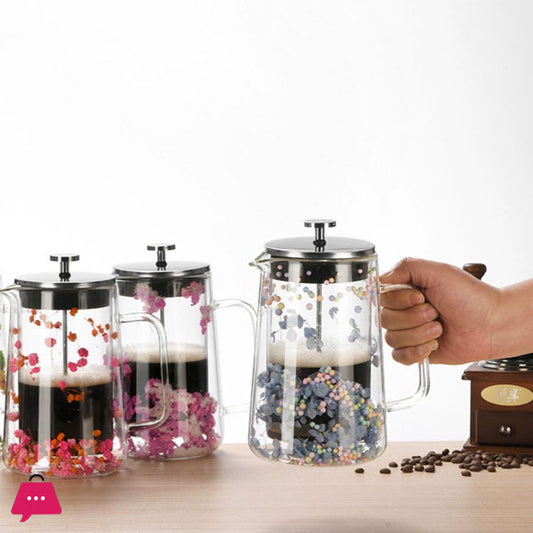 Double Wall French Press Glass Teapot