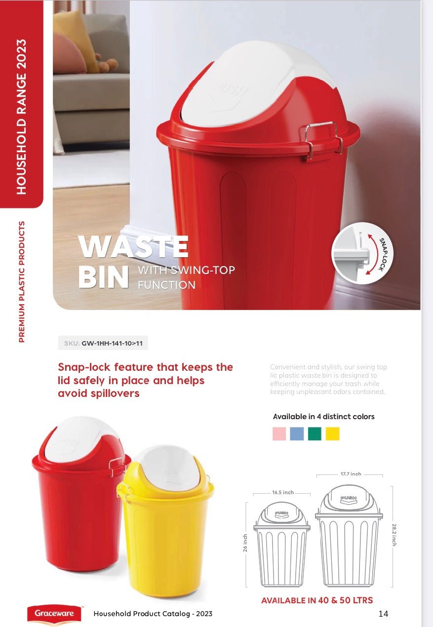 Dustbin | Waste bin With Handles | 40L & 50L Dustbin for Commercial Use - Pleco Houseware
