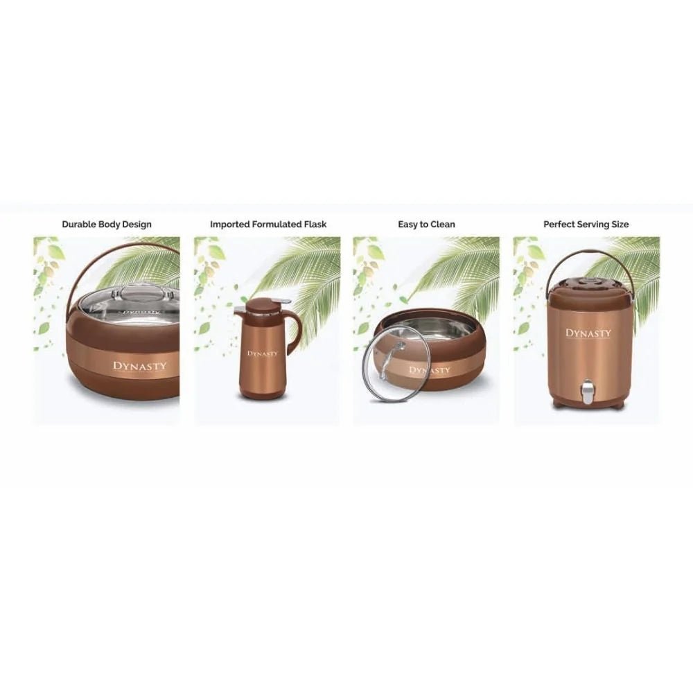 Dynasty Classic 5 - Piece Insulated Hotpot Set with Water Cooler and Thermos Flask - Pleco Houseware