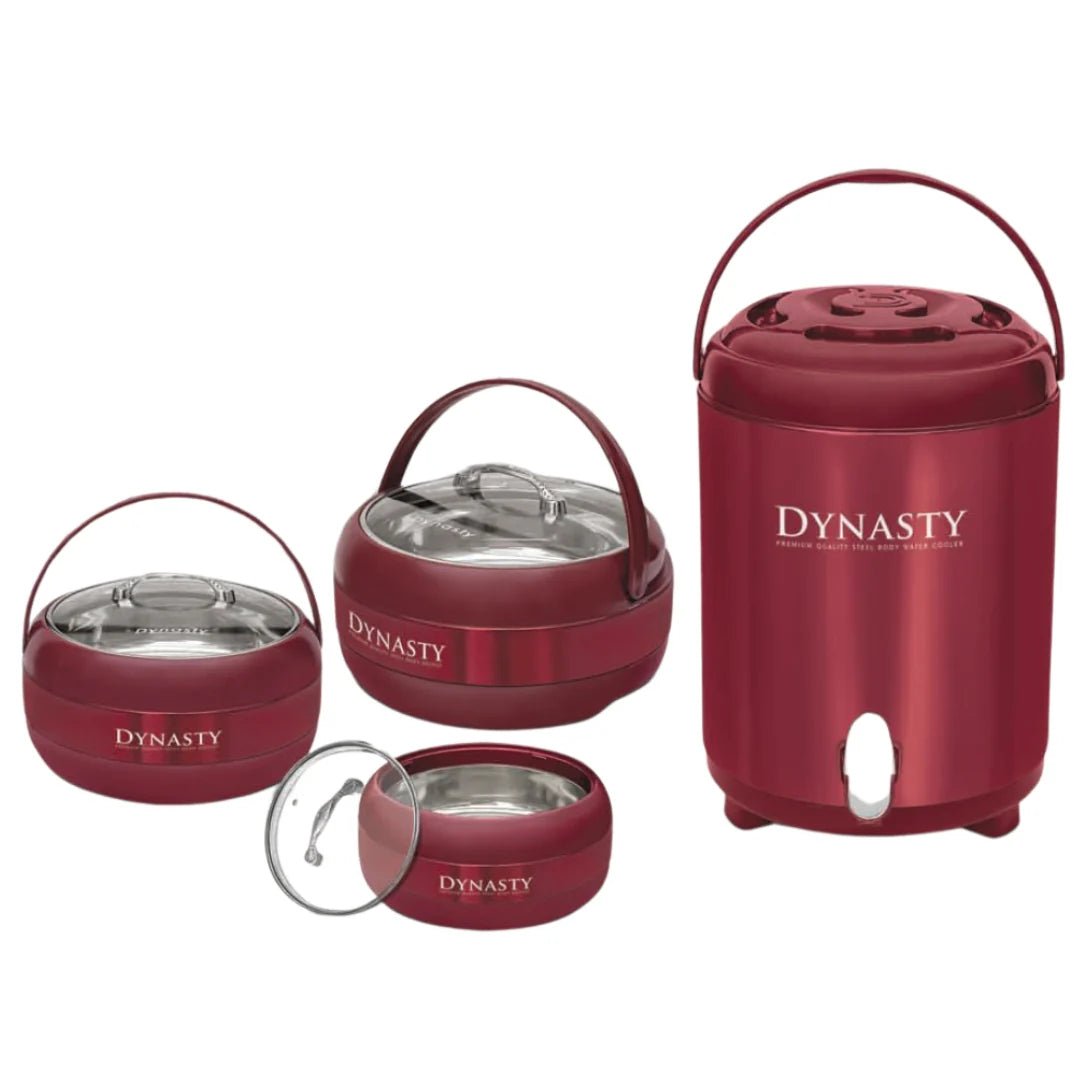 Dynasty Classic 5 - Piece Insulated Hotpot Set with Water Cooler and Thermos Flask - Pleco Houseware