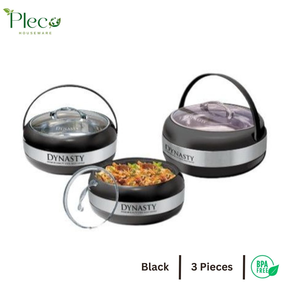 Dynasty Classic Hotpot Set | Stainless Steel Inner With Imported Glass Lid Premium Quality Stylish Design Available In Three Amazing Colours - Pleco Houseware