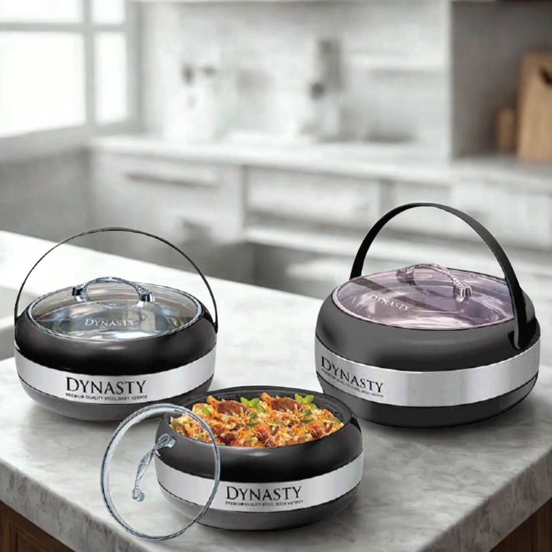Dynasty Classic Hotpot Set | Stainless Steel Inner With Imported Glass Lid Premium Quality Stylish Design Available In Three Amazing Colours - Pleco Houseware