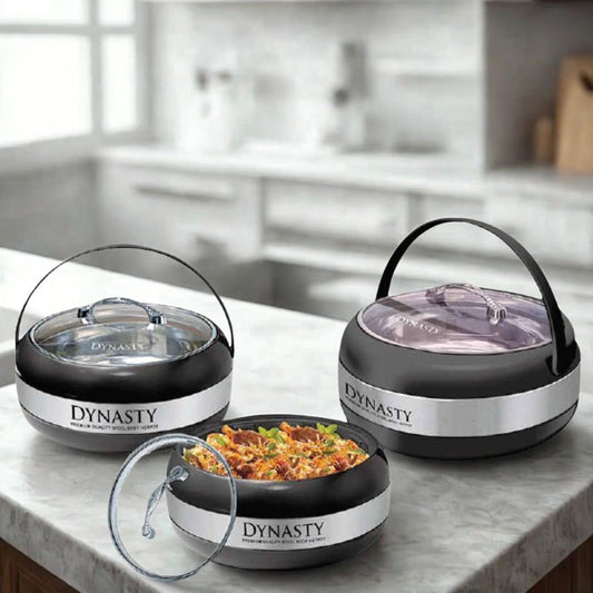Dynasty Classic Hotpot Set | Stainless Steel Inner With Imported Glass Lid Premium Quality Stylish Design Available In Three Amazing Colours - Pleco Houseware