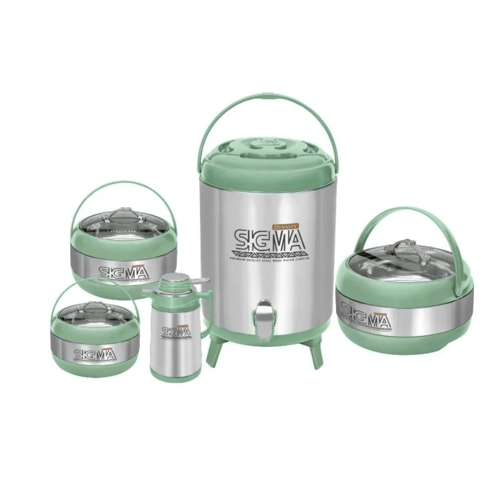 Dynasty Sigma 5 - Piece Insulated Hotpot Set with Water Cooler and Thermos Flask - Pleco Houseware