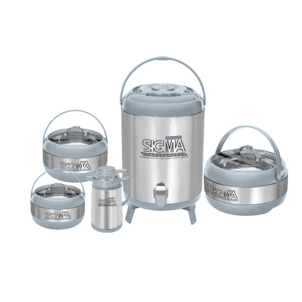 Dynasty Sigma 5 - Piece Insulated Hotpot Set with Water Cooler and Thermos Flask - Pleco Houseware