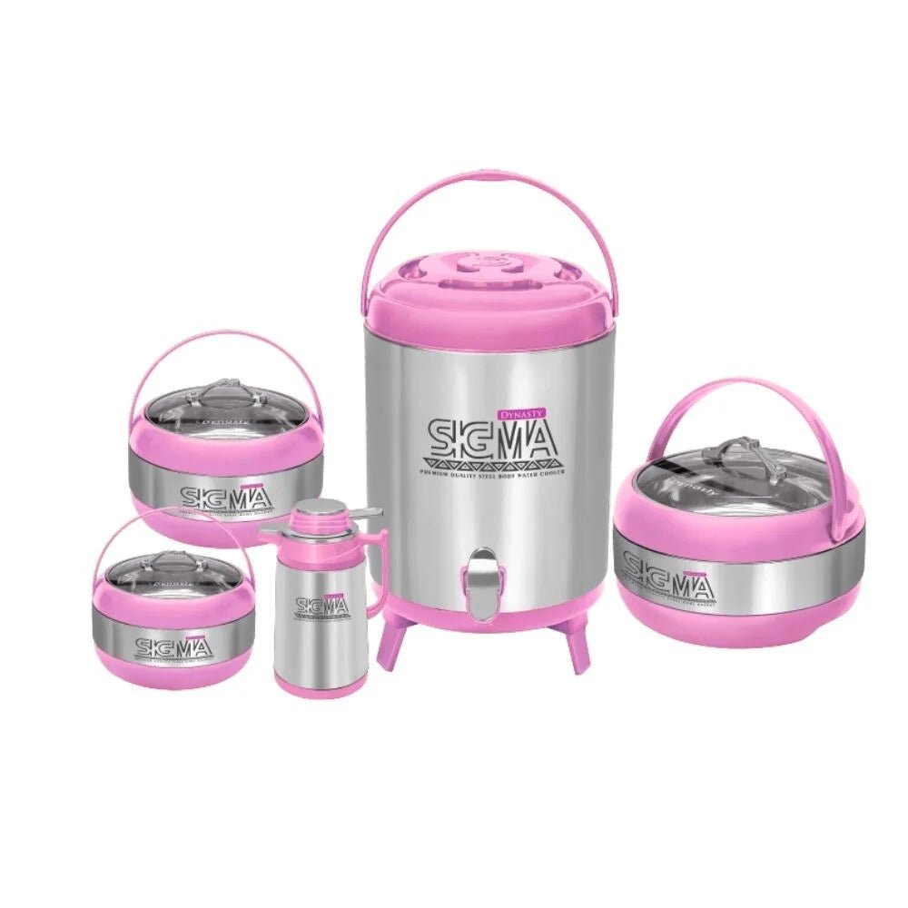Dynasty Sigma 5 - Piece Insulated Hotpot Set with Water Cooler and Thermos Flask - Pleco Houseware