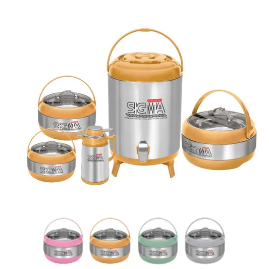 Dynasty Sigma 5 - Piece Insulated Hotpot Set with Water Cooler and Thermos Flask - Pleco Houseware