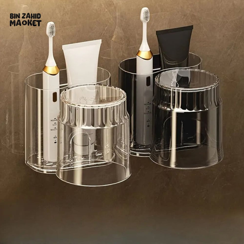 ECOCO WALL-MOUNTED TOOTHBRUSH HOLDER WITH GARGLE CUP – SPACE-SAVING BA