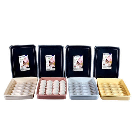 Egg Storage Tray | Egg Container for Refrigerator - 24 Egg Holder with Lid - Pleco Houseware