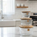 Fluted Airtight Glass Bowls Set - Pleco Houseware