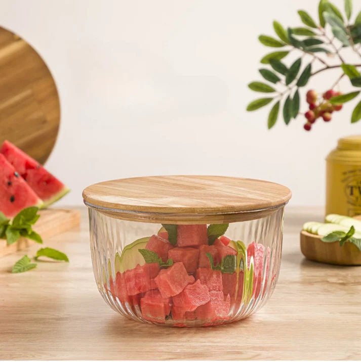 Fluted Airtight Glass Bowls Set - Pleco Houseware