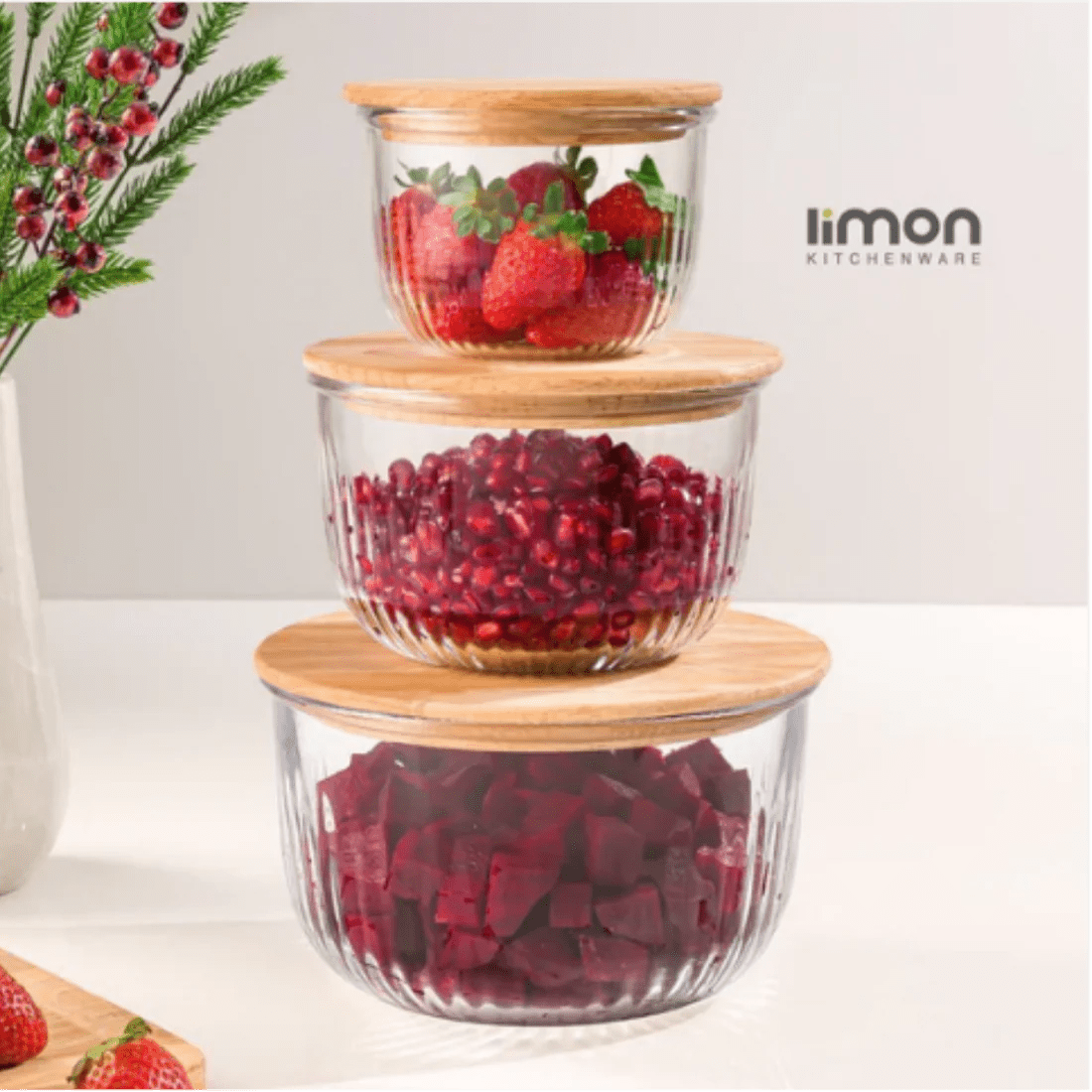 Fluted Airtight Glass Bowls Set - Pleco Houseware