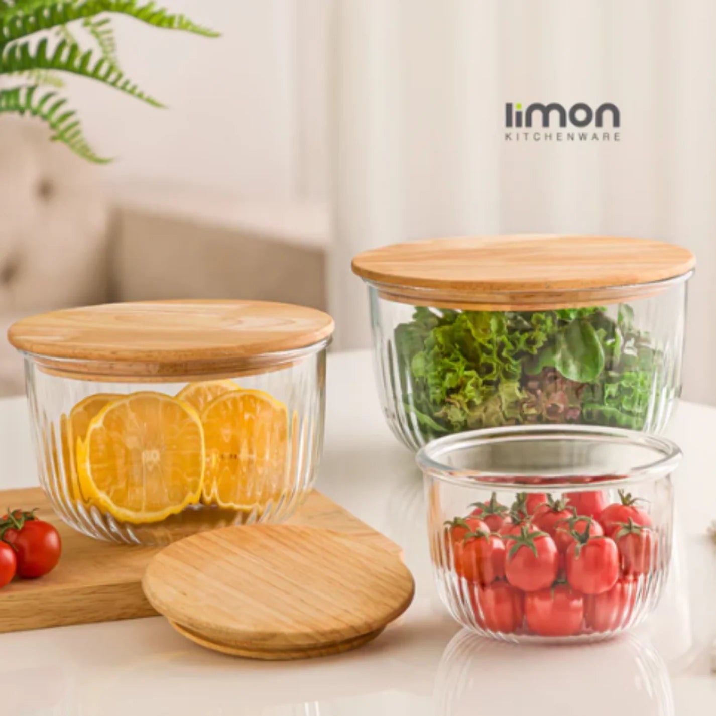 Fluted Airtight Glass Bowls Set - Pleco Houseware