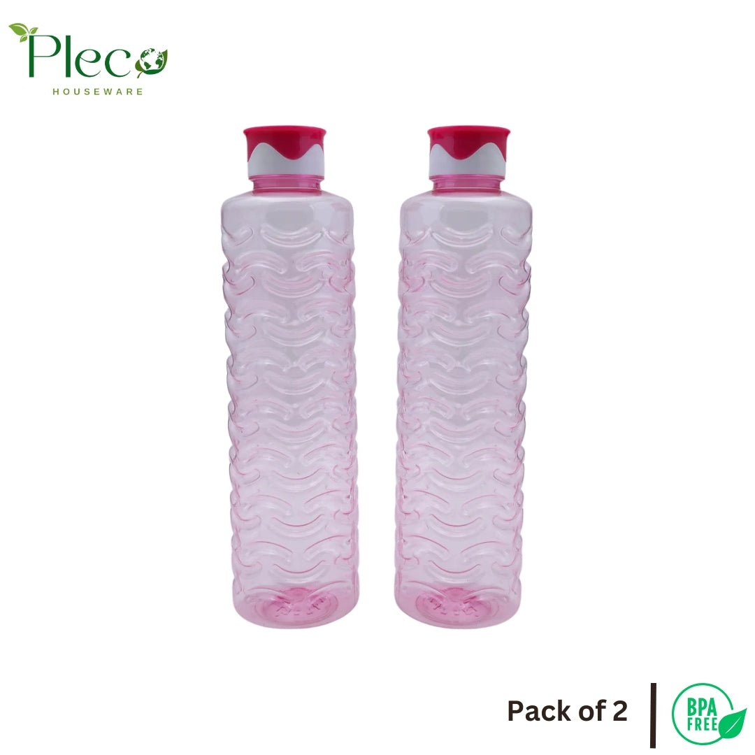 Fridge Water Bottle 2 - Piece Set – 1200ml Each | Unbreakable Food Grade PET Plastic | Jumbo Series - Pleco Houseware