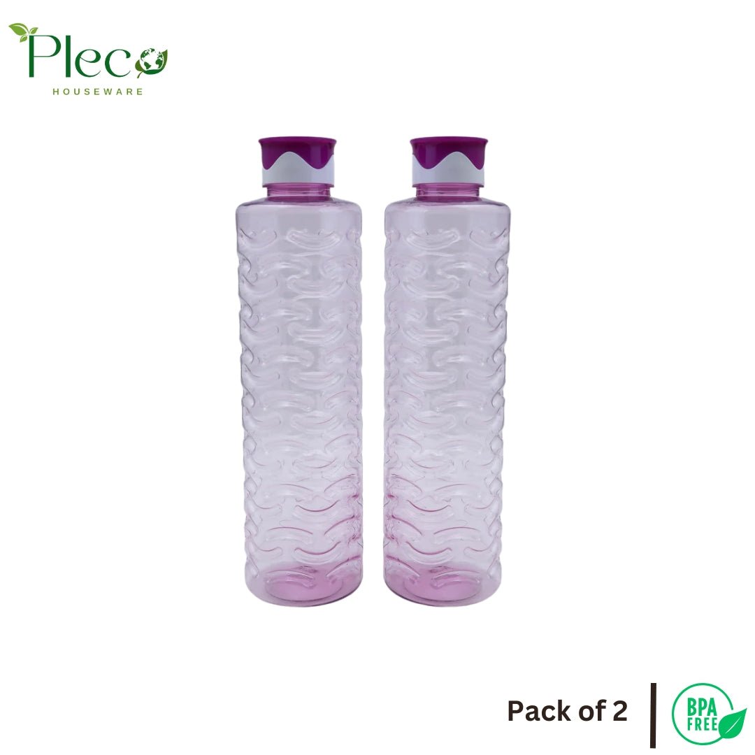 Fridge Water Bottle 2 - Piece Set – 1200ml Each | Unbreakable Food Grade PET Plastic | Jumbo Series - Pleco Houseware