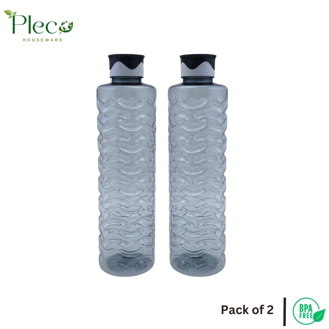 Fridge Water Bottle 2 - Piece Set – 1200ml Each | Unbreakable Food Grade PET Plastic | Jumbo Series - Pleco Houseware