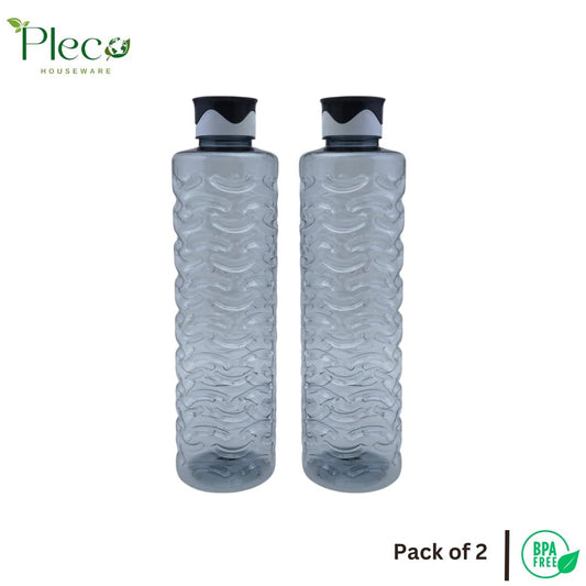 Fridge Water Bottle 2 - Piece Set – 1200ml Each | Unbreakable Food Grade PET Plastic | Jumbo Series - Pleco Houseware