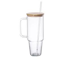 Glass Tumblers with Lids & Straws – 2pcs