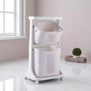 2‑Tier Moveable Laundry Basket