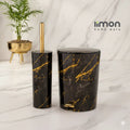 Marble Dustbin & Brush Set - Pleco Houseware