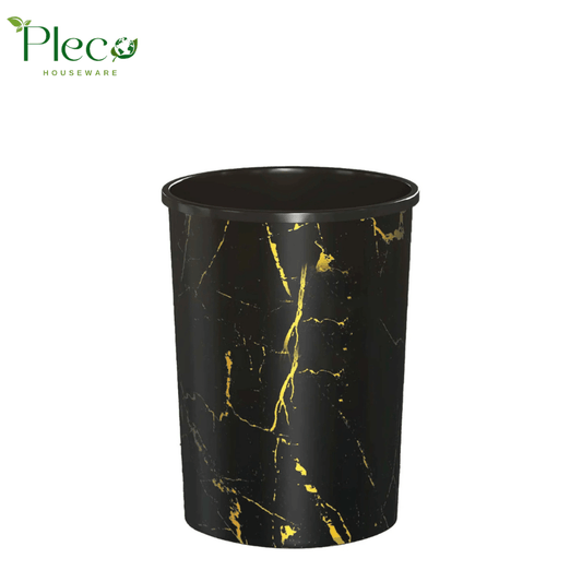 Marble Style Curve Dustbin Black | 18L - Pleco Houseware