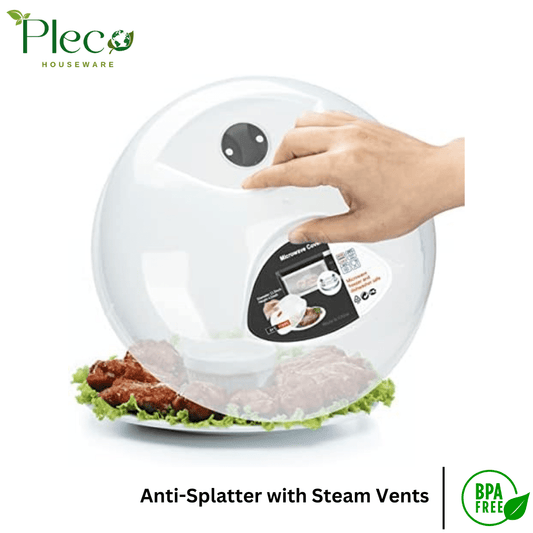 Microwave Cover | Microwave Splatter Cover | Microwave Food Cover | Anti - Splatter with Steam Vents - Pleco Houseware