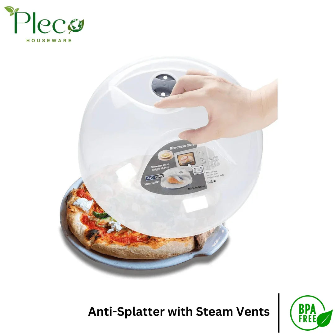 Microwave Cover | Microwave Splatter Cover | Microwave Food Cover | Anti - Splatter with Steam Vents - Pleco Houseware