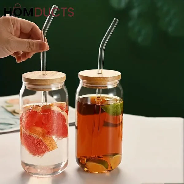Modern Mason Jar Glass with Straw - Pleco Houseware