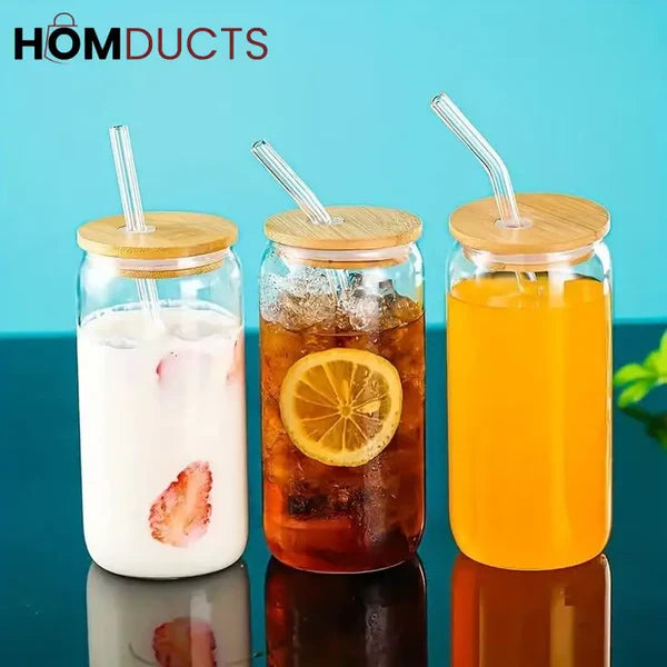 Modern Mason Jar Glass with Straw - Pleco Houseware