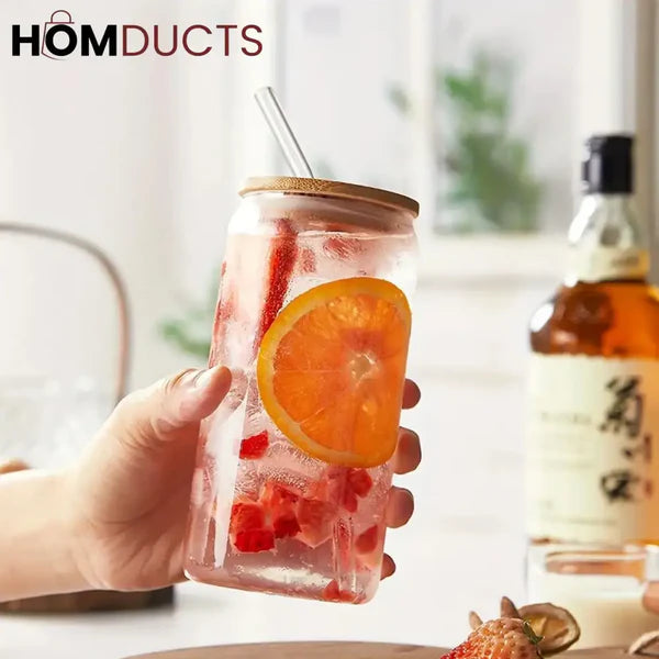 Modern Mason Jar Glass with Straw - Pleco Houseware