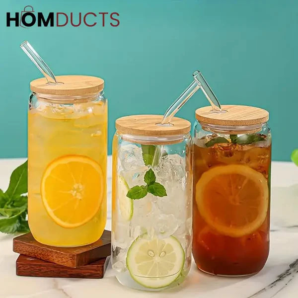 Modern Mason Jar Glass with Straw - Pleco Houseware