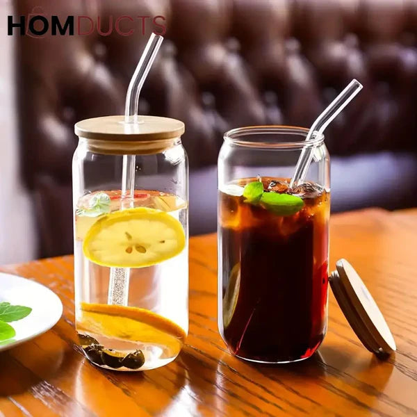 Modern Mason Jar Glass with Straw - Pleco Houseware