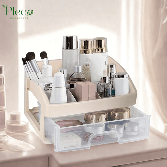 Multi - purpose Organizer with Drawers | Transparent Desk Storage Box | Makeup Organizer | Stationery Holder for Home, School & Office - Pleco Houseware