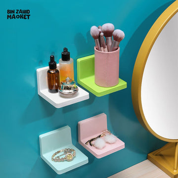 MULTIFUNCTIONAL WALL STORAGE RACK – NO-DRILL ADHESIVE SHELF FOR SOAP SPONGE KEYS & REMOTES