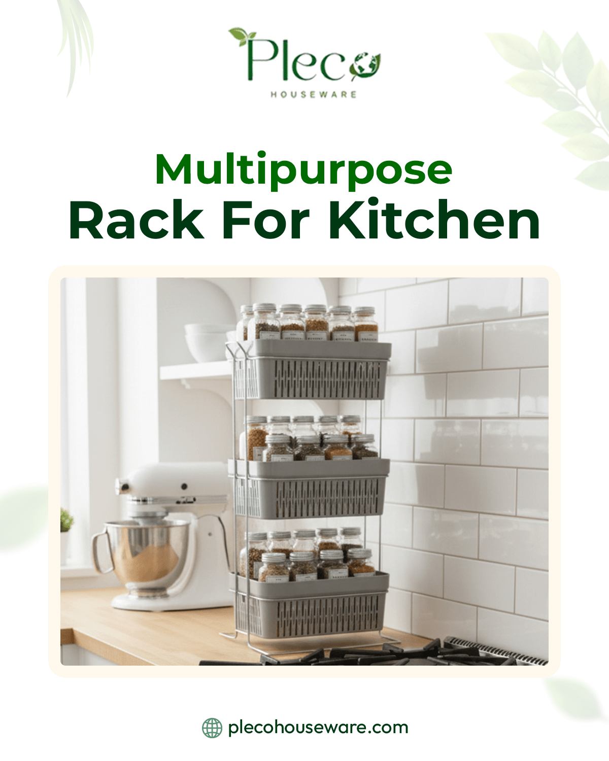Multipurpose 3 Layer Rack For Kitchen Storage Organizer | Vegetable Rack and Washroom, Bedroom Use - Pleco Houseware