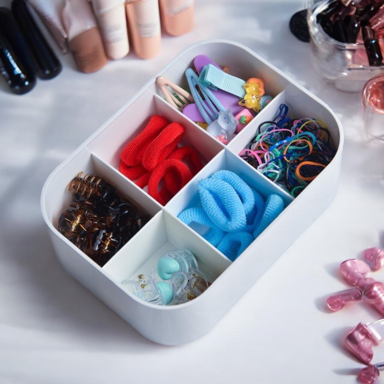 Multipurpose Organizer 6 - Compartment Small Organizer | Jewelery Organizer & Makeup Storage Box - Pleco Houseware