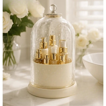 Luxury Raindrop Dome Cosmetic Organizer with Gold Accents