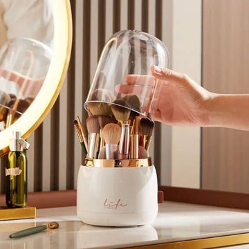 Pleco Rotating Makeup Brush Organizer Dustproof Holder 360° Storage