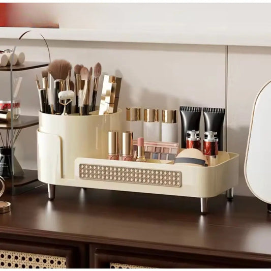 Rotating Cosmetic Organizer with Pen Holder | Makeup Storage Display Case