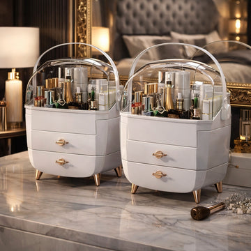 Luxury Dustproof Cosmetic Organizer Box with Drawers – Premium Vanity Makeup Storage