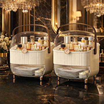 Luxury Transparent Cosmetic Organizer Storage Box with Dustproof Cover – 1 PC