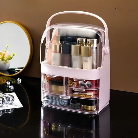 Transparent Cosmetic Organizer Box With Dustproof Lid