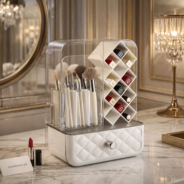 Luxury Dustproof Cosmetic Organizer – Premium Makeup Storage Box with Drawer