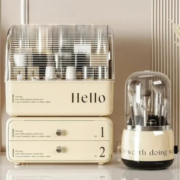 Cosmetic Organizer With Rotating Brush Holder