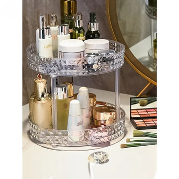 2 Layer Rotating Desktop Cosmetic Organizer