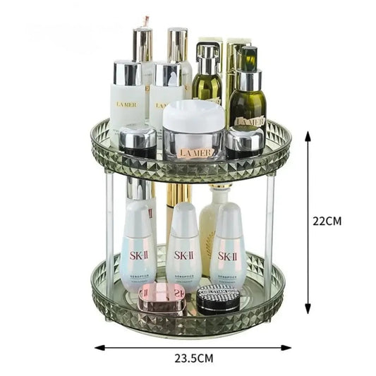2 Layer Rotating Desktop Cosmetic Organizer